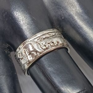 Silver Bears Band Ring